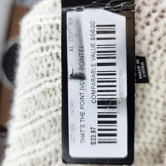 Lulu's Women's Thats the Point Ivory Pointelle Knit Turtleneck Sweater Sz XL NWT - Picture 6 of 12